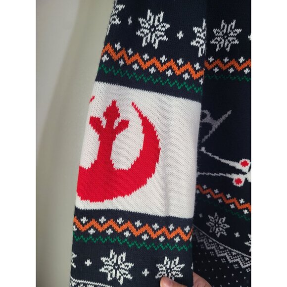 Numskull Star Wars XXL Ugly Christmas Sweater X Wing vs Tie Fighter Fair Isle Bl - Picture 7 of 8